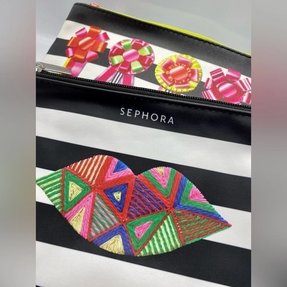 Sephora Lips Bows Makeup Bag Cosmetic Bag Pencil Bag Limited Edition set